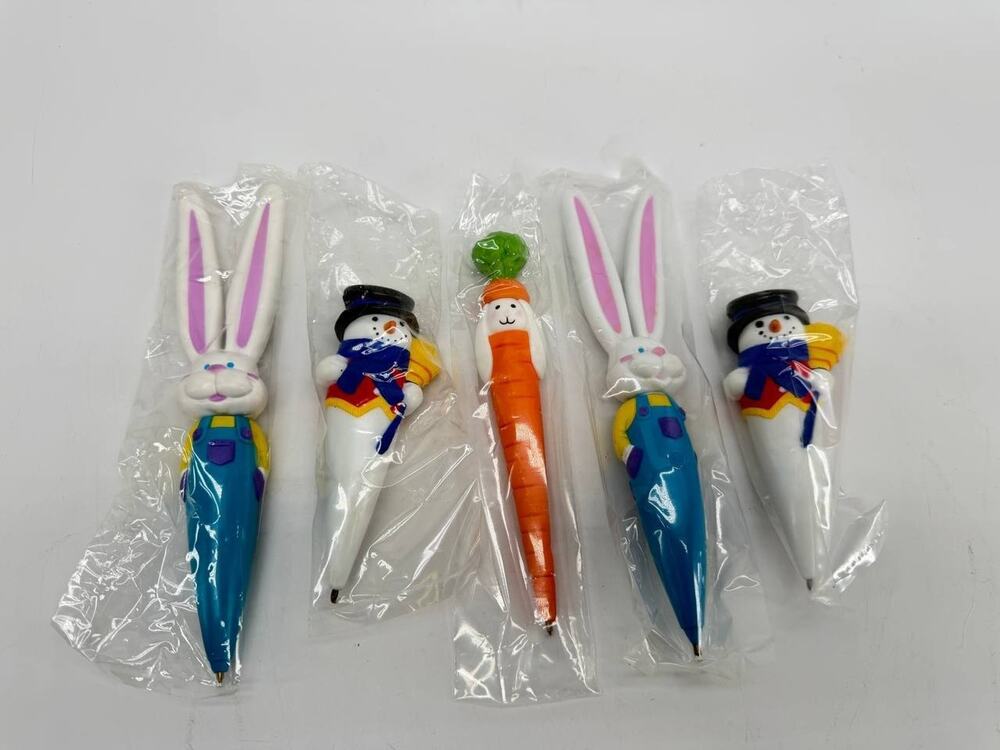 Vintage Avon Kids Novelty Pens Bunny Rabbit Sammy Snowman Carrot With Boxes